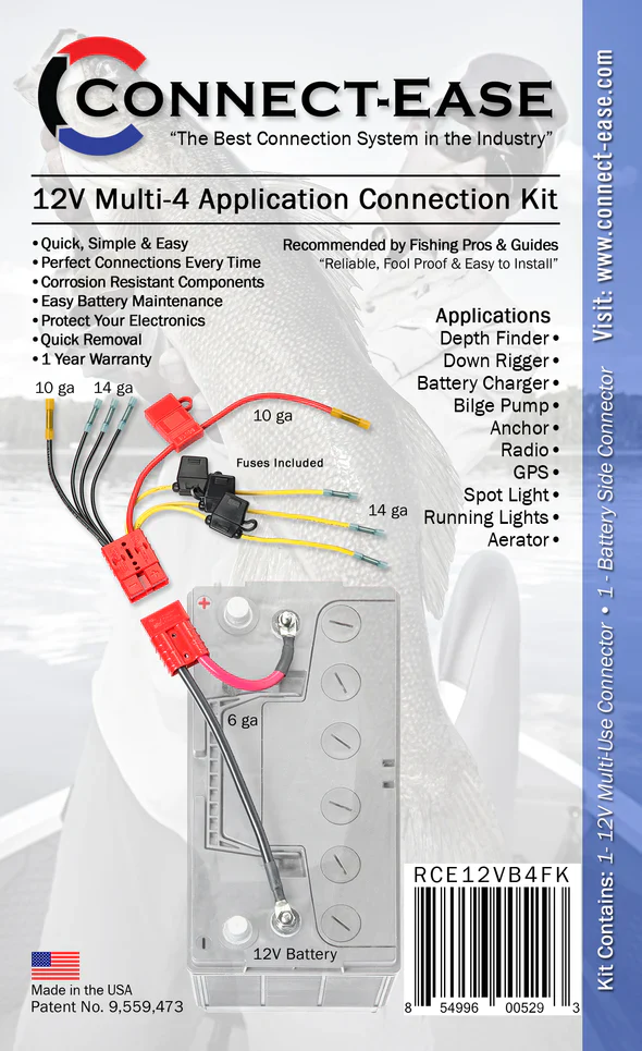 Connect-Ease 12 Volt Multi (4) Fused Connection Kit Fuses Included Lithium Compatible RCE12VB4FK - Image 3