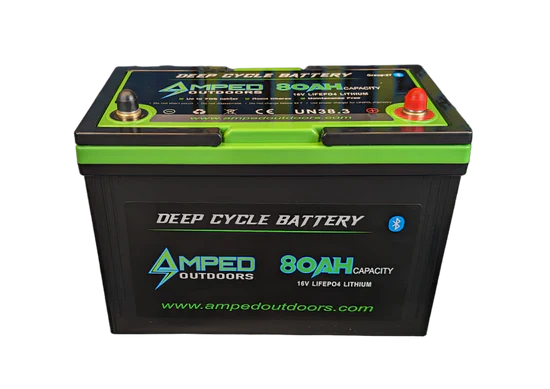 Amped Outdoors (LiFePO4) 80Ah 16v Lithium Battery - w/ Charger