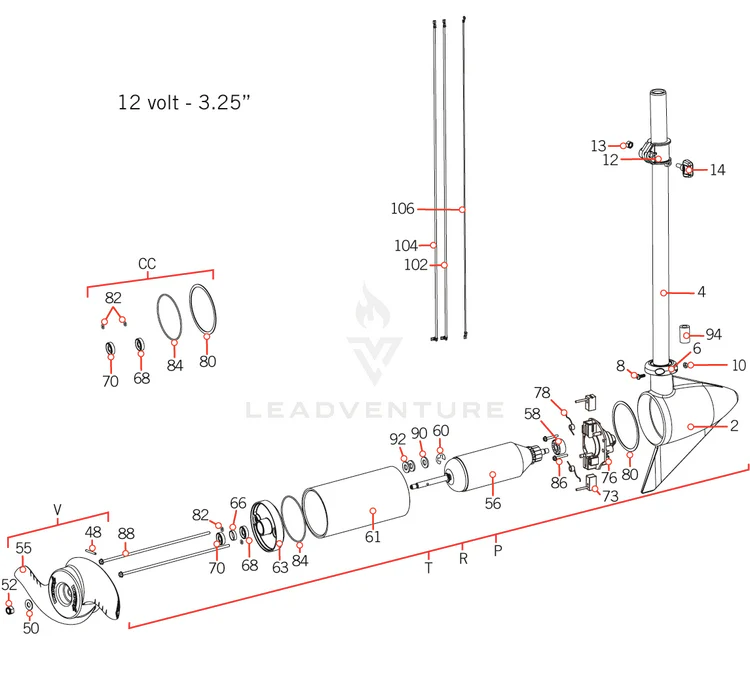 Minn Kota ARM ASSY 12V 3.25 45# BB P/N: 92-100-202 - Image 2