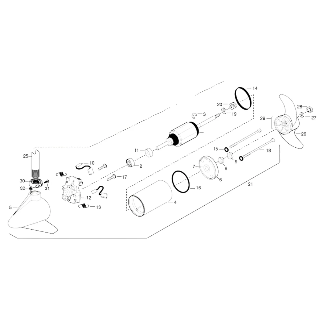 Minn Kota MTR ASY 12V 3.6 55# w/PROP KIT P/N: 2887090 - Image 2