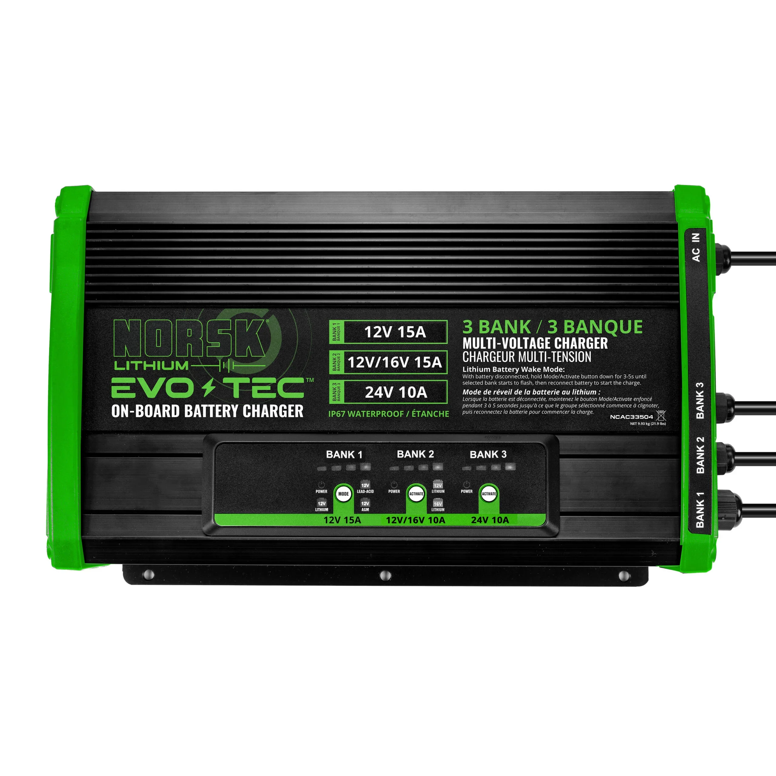Norsk On-Board EVO-TEC™ Charger - 3 Bank | 1 (12v 15Ah) / 1 (12v/16v 15Ah) / 1 (24v 10Ah)