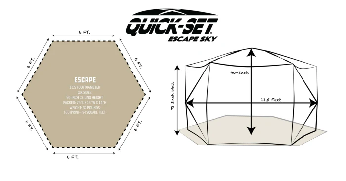 Quick-Set Escape Sky Screen Shelter (6 Sided) - Image 2